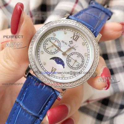 Perfect Replica Patek Philippe Moon Face Ladies Watch W Diamond Bezel 